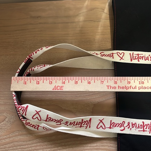 Victoria Secret Black Canvas Tote Bag Classic Large Y2K Pool Bag Travel Utility - Picture 8 of 9